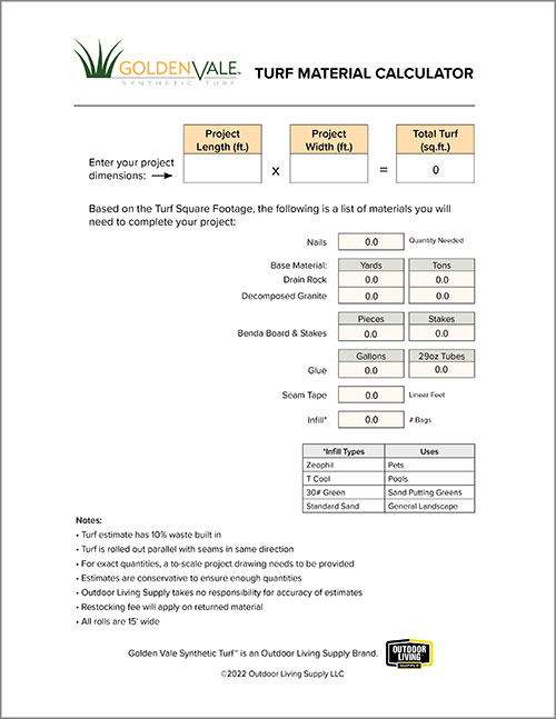 Golden Vale Synthetic Turf - Turf Material Calculator -Golden Vale Synthetic Turf - Synthetic Grass - Artificial Turf